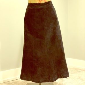 Long Black Suede Skirt